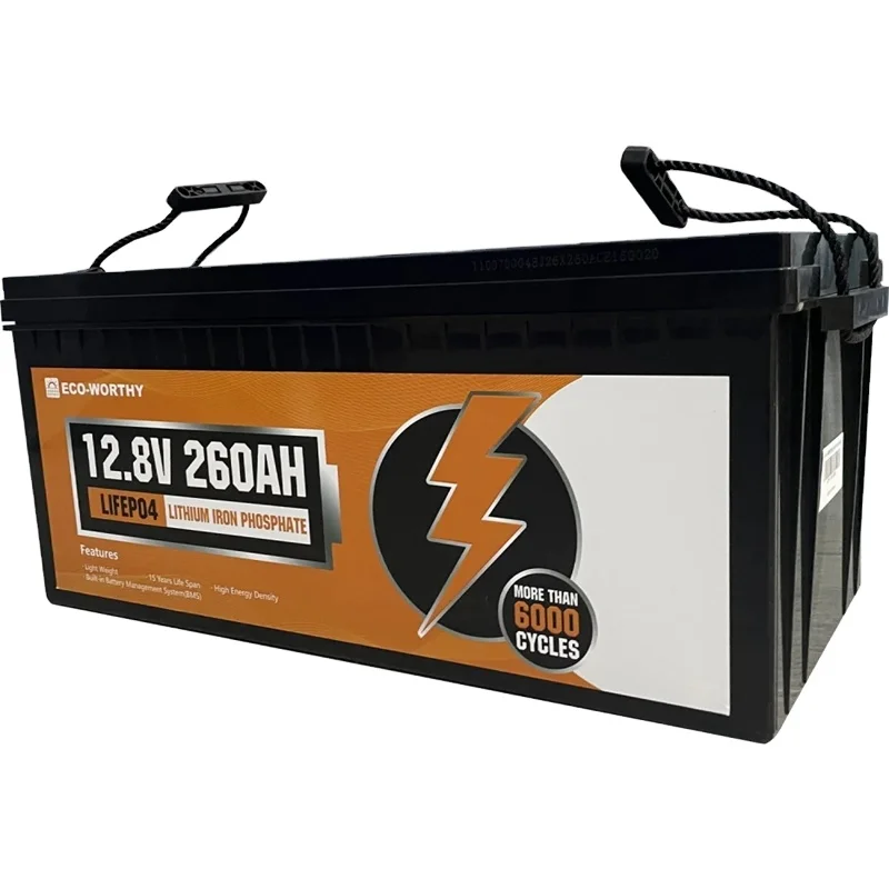 Eco-worthy Solar  Wholesale 12V 260Ah Deep Cycle Lithium Ion Battery Lifepo4 Battery for Power Off Grid System
