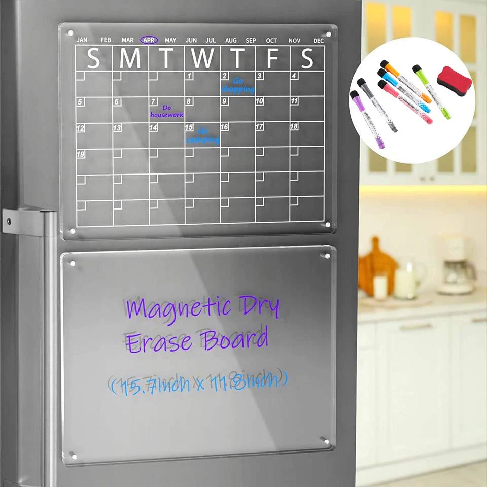 Acrylic Magnetic Dry Erase Board for Fridge Monthly Weekly Planner whiteboard sticker fridge magnet calendar