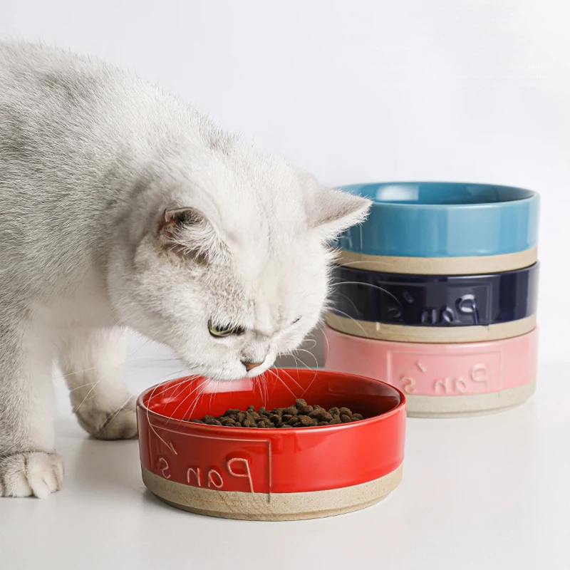 Ceramic Cat Bowl Small Dog Pet Supply Bowls for Cat Bone China Cervical Protect Food Water Cat Bowl