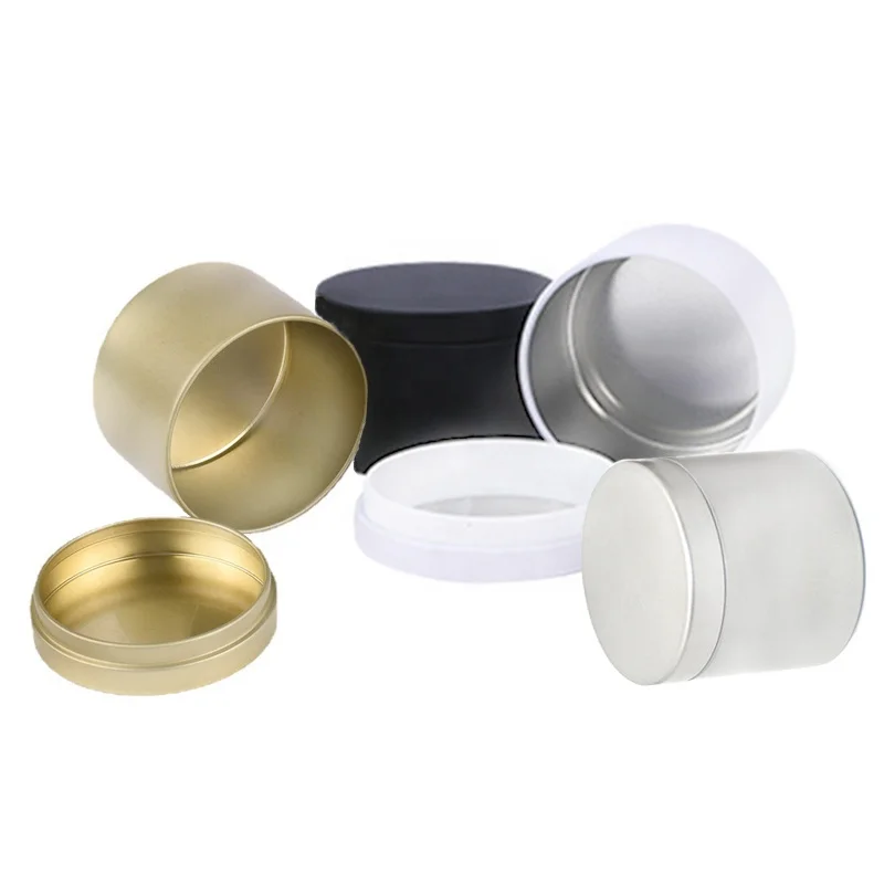 120ml 4 oz Gold Packaging Tin Custom Round Metal Matt Black Candle Tin With Lid (NIR04)