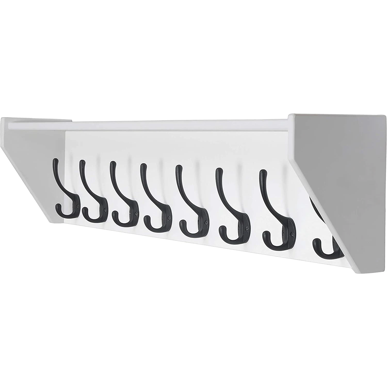 Сверхпрочная деревянная вешалка для пальто с 8 крючками Настенный дизайн полками под