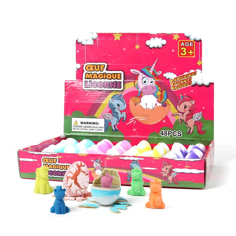 Cross-Border Unique Medium-Sized Unicorn Hatching Eggs Soaking Water Expand Educational Toys Street Vendor Street Animal Models