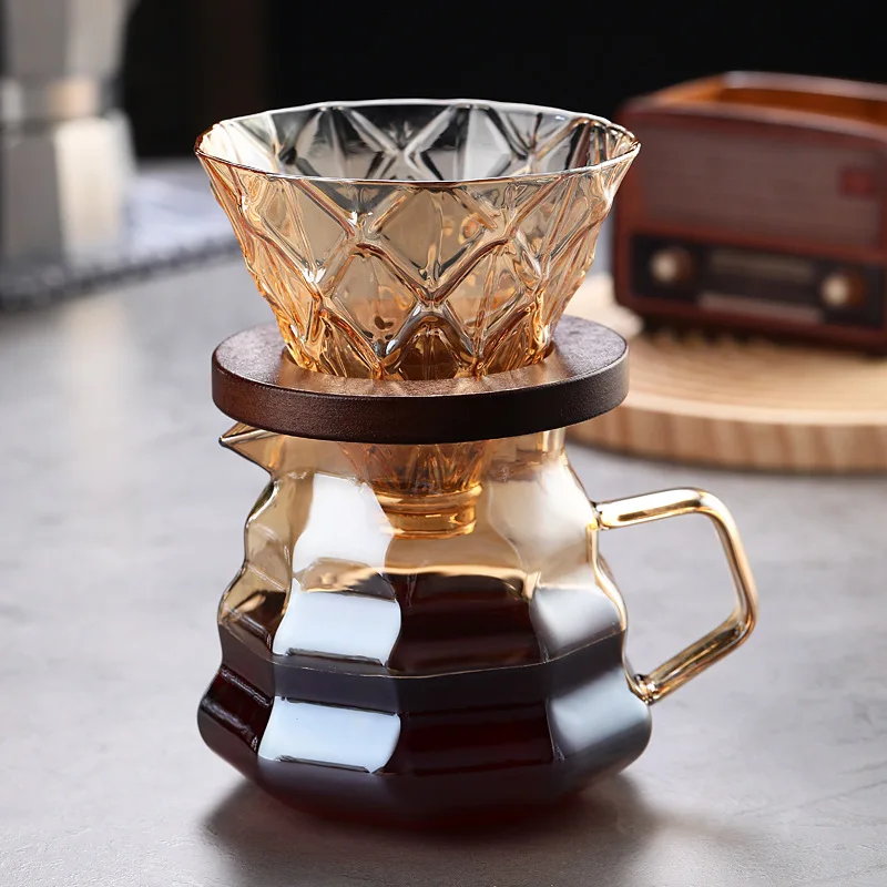 High Borosilicate Glass Hand Brew Coffee Pot Teapot 200/400ml Transparent Glass Direct Drinking Manual Coffee Maker with Glass