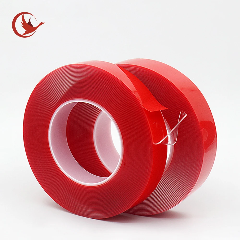Heat resistant and residue free acrylic double-sided tape, composed of PET backing and adhesive acrylic tape