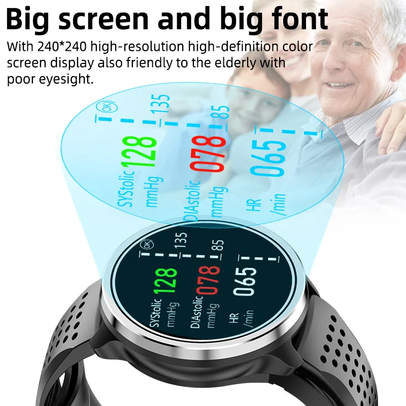 Medical Respiration Rate Blood Pressure Heart Rate Smartwatch Medical Health Ecg Smart Watch With Three High Laser