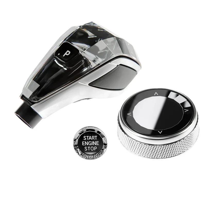 Suitable for BMW car accessories crystal automatic shift knob G series gear display three-piece knob start button modification