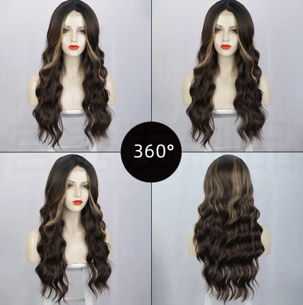 Foreign trade new wig Europe and the United States female wig full wig fringe big waves long curly hair chemical fiber head set