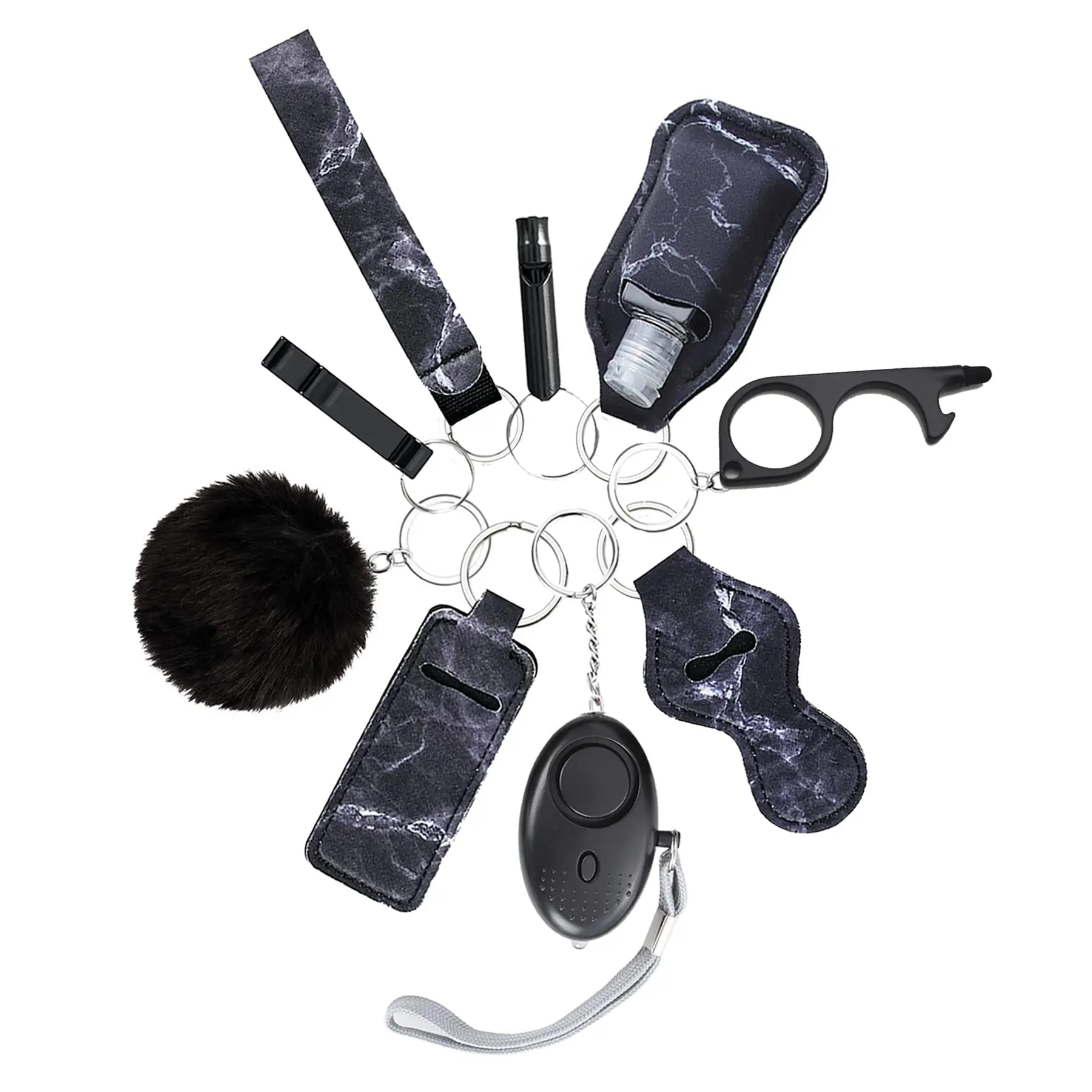 Window breaker Kit Personal Safety Protection Survival Alarm Key Chain Tool Luxury Self Defense Keychain Set for Women Girl