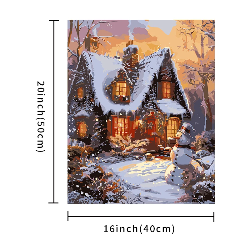 1pc No Frame Paint by Numbers Christmas House And Snow Man for Adults