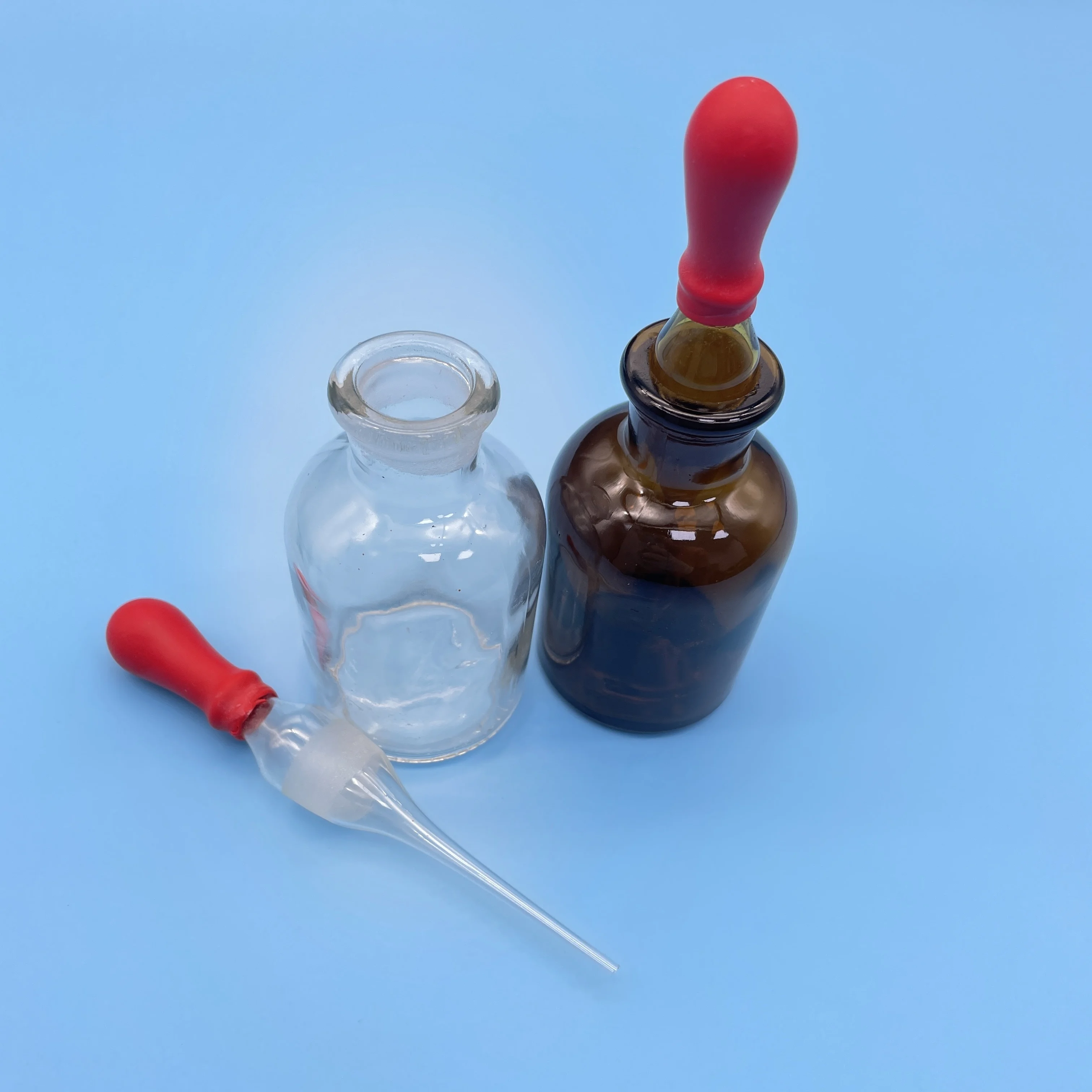 Chemical laboratory glass bottle medicine bottle jar with glass dropper