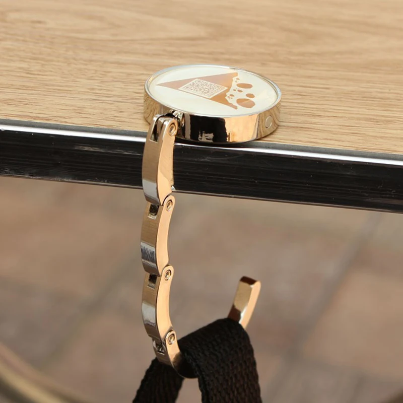 Aluminum Sublimation bag hanger Blank custom logo lady purse holder bag hook foldable restaurant table handbag holder