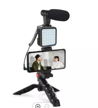 Factory OEM Professional Vlogging Kit Customized mini Vlogging Kit with Mic LED Light Phone Mount Foldable Tripod