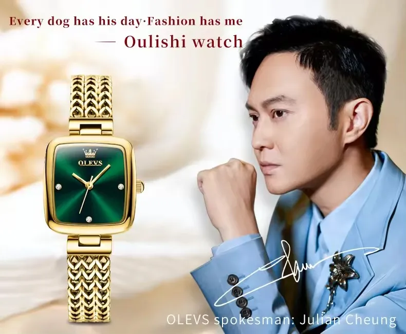 OLEVS 9948 wholesale chinese factory Square Gold Women Watch quartz watches luxury Ladies Wrist Watches Green Face