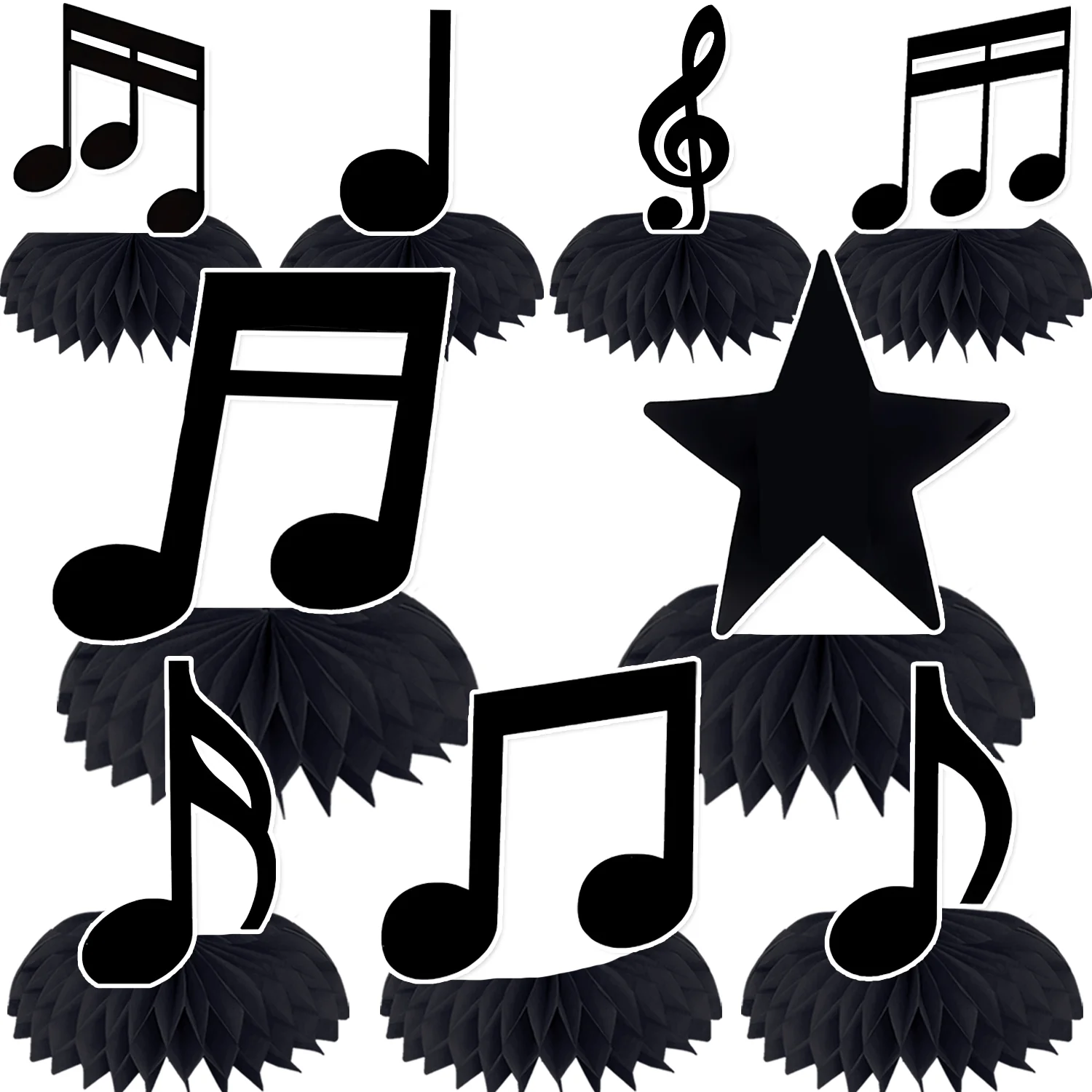 9 Pcs Music Notes Honeycomb Centerpieces Musical Party Happy Birthday Supplies Decorations
