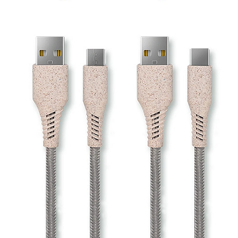 
Eco-friendly materials Biodegradable USB Data Cable Wheat Straw Material Mobile Phone Charger Wire Android Charging Micro Cable 