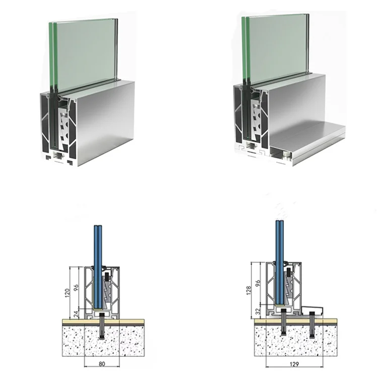 2024 latest design with LED light strip aluminum glass railing