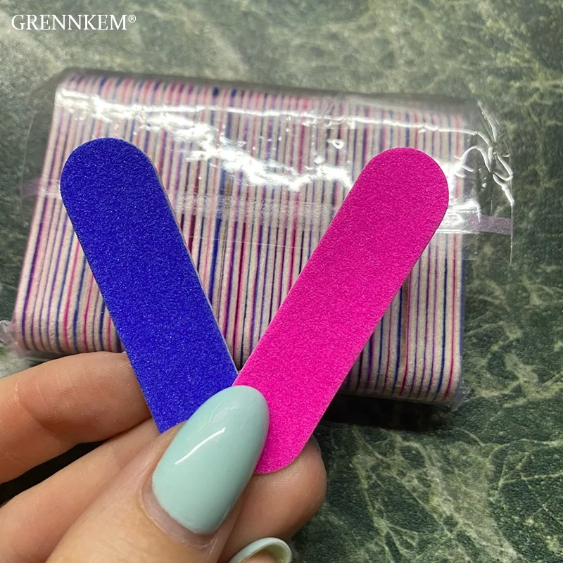 GREENKEM 100Pcs/lot DIY 180/240 Colorful Wooden Nail File Buffer Pedicure and Manicure Mini Nail Files