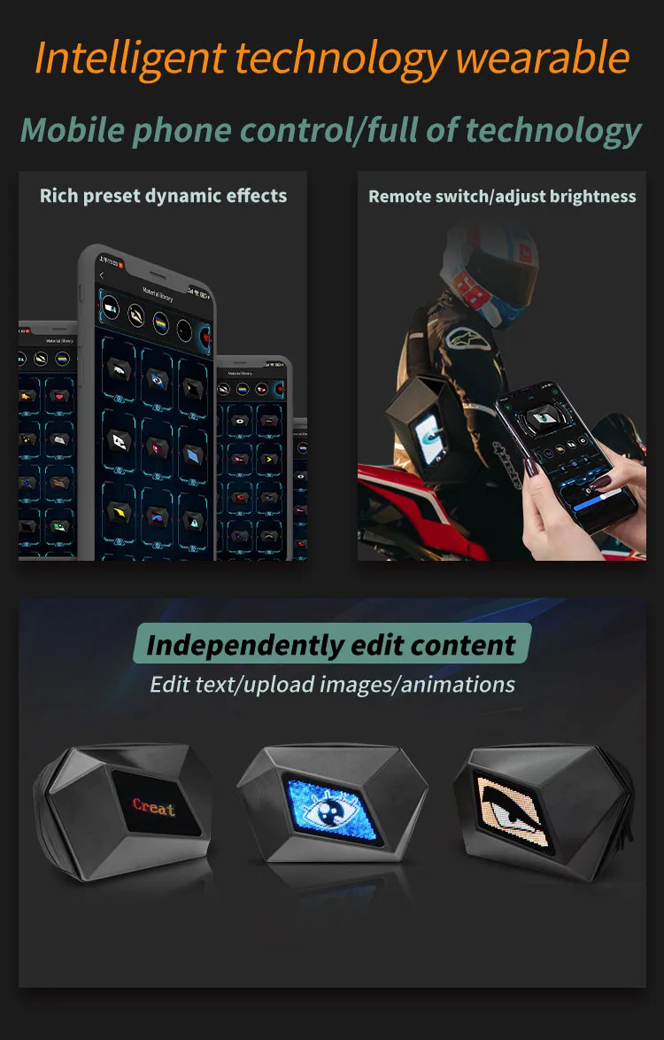 CRELANDER Knight LED Waterproof Sling Backpack DIY Fashion Motorcycle Crossbody Bag For Men And Women