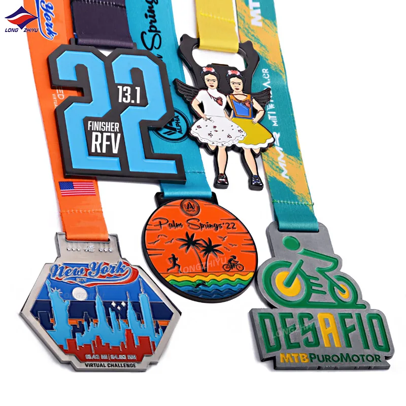 Longzhiyu metal marathon medals factory cheap custom cartoon 5k run sports medals wholesale diecast bottle opener medals