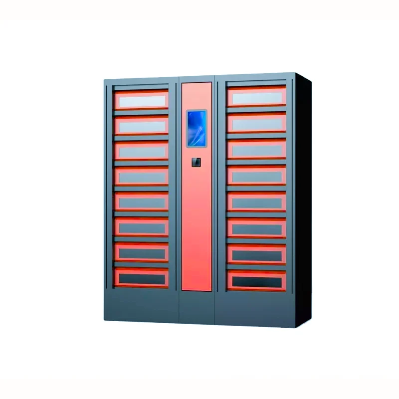 Pizza Delivery Locker with Transparent Glass Using Double-Side Control Both Sides Having Touchscreen Applied in Food Hut