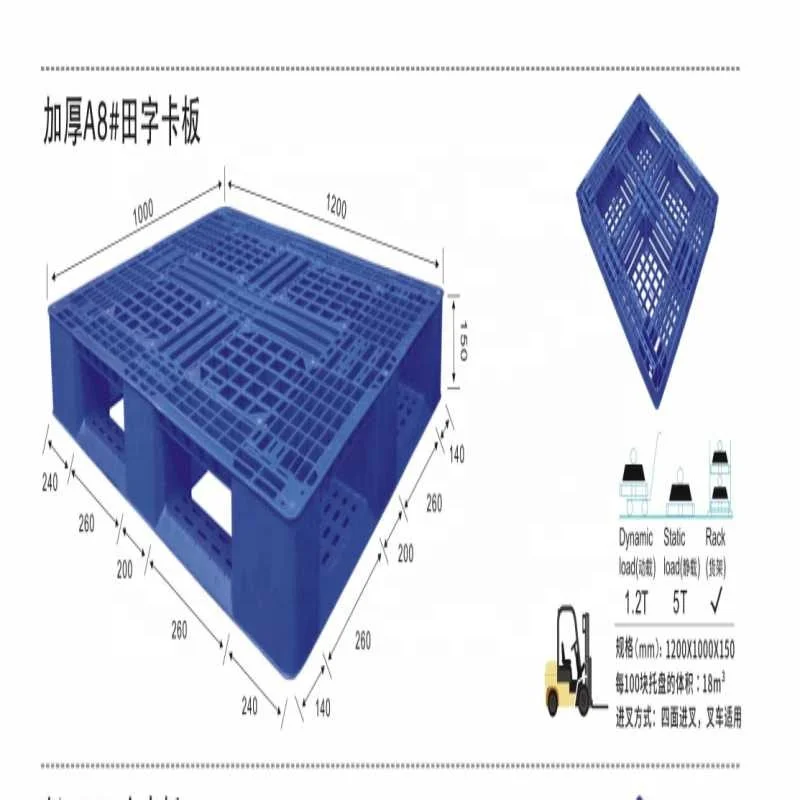 1300 * 1100 * 140 Mm Injection-molded Plastic Solid Single Side Black Nestable Plastic Pallet For Exports