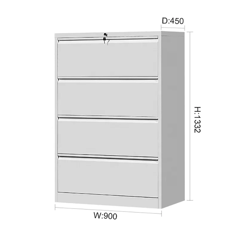 lateral 4 drawer filing storage metal office furniture cabinet for sale