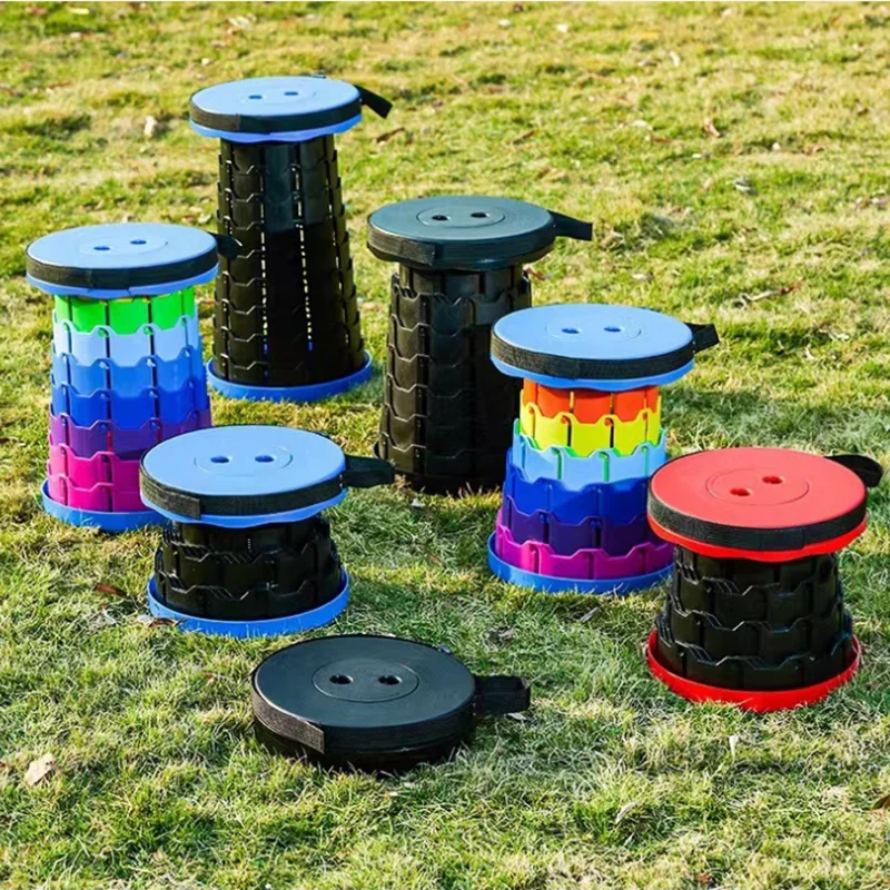 Wholesale Good quality PP Round colorful Collapsible portable retractable folding stool