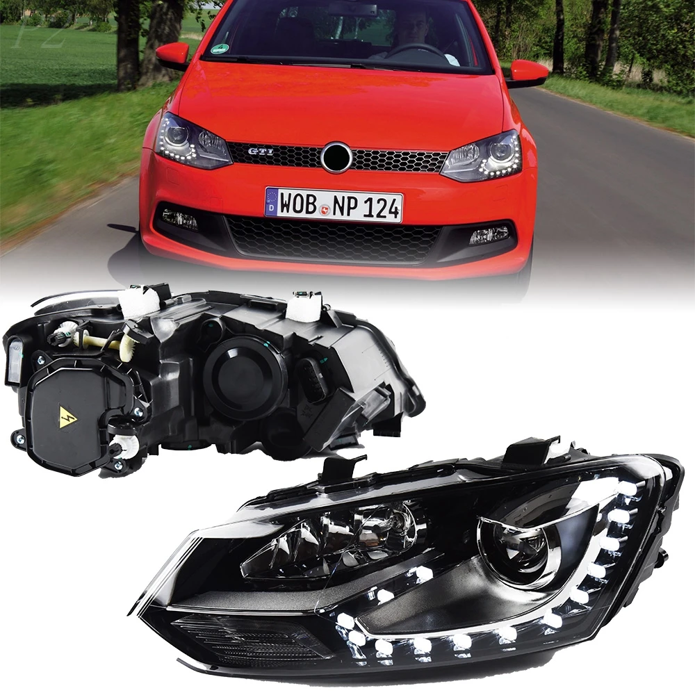 Headlights For POLO GTI 2010-2018 DRL Day Running Light Head Lamp LED Bi Xenon Bulb Fog Lights Tuning POLO TSI Car Accessory