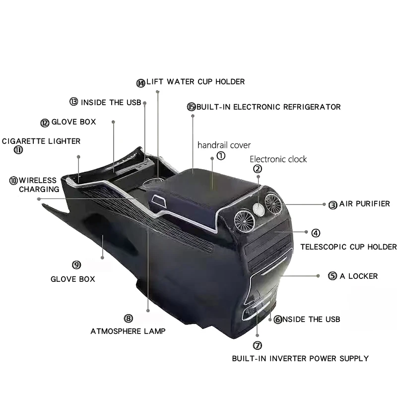 Universal Leather Car Armrest Central Store Content Storage Box console For Vito vclass Mercedes Benz W447 V250 class V class