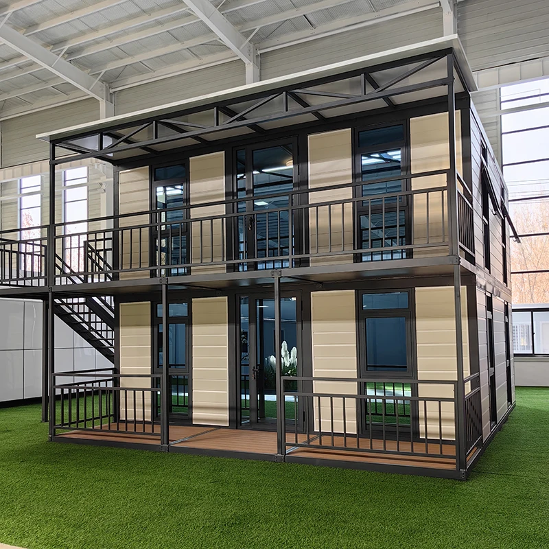 Easy to Assemble Ready Made Two Layer Container House Villas Tiny Home 2 Floor 2 Bedroom Container House With Light