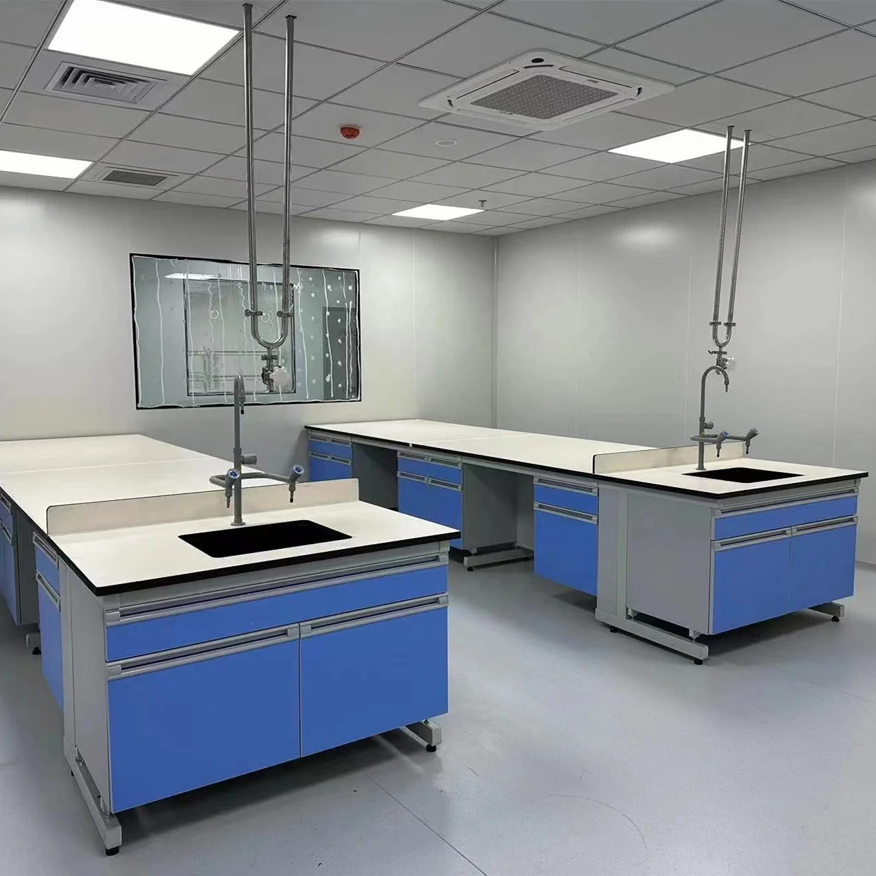 Laboratory Steel Wood Island/Center Table chemical resistance and heat resistance Melamine particle board table