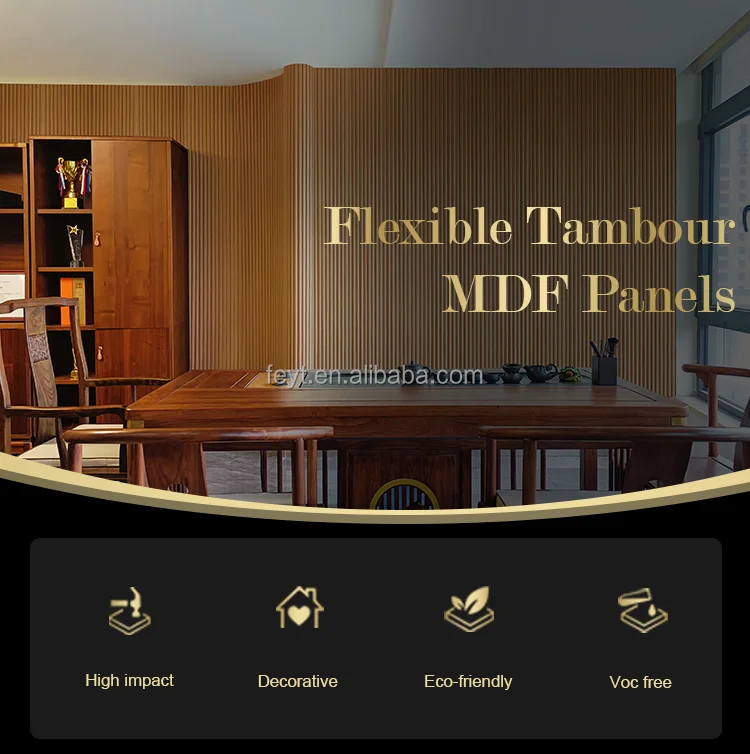 Fireproof Tambour Wooden Acoustic Panels Modern Design Wood Slat Wall Decorative Acoustic Wall Panel Soundproofing