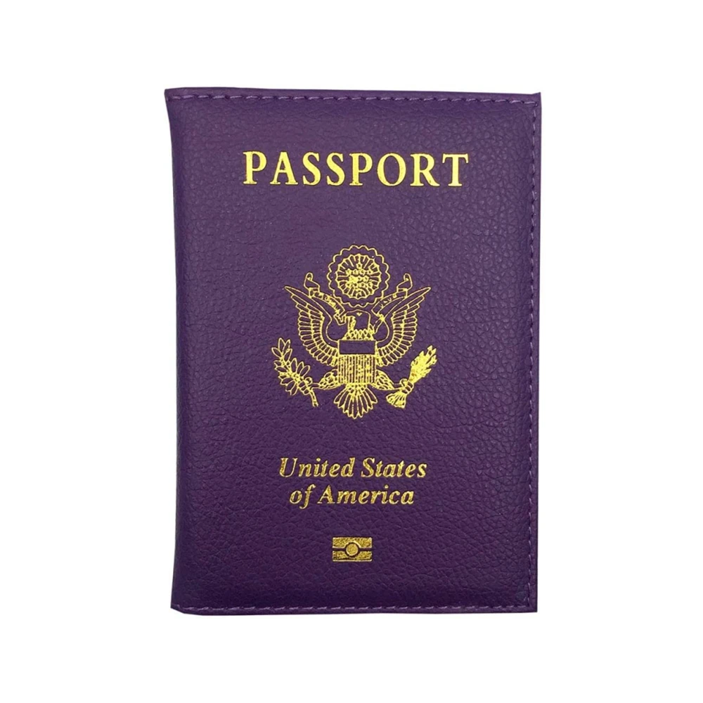 QQgift OEM custom, PU Leather Passport Cover with Gold USA Logo Printed for Travel, China direct manufacturer passport holder