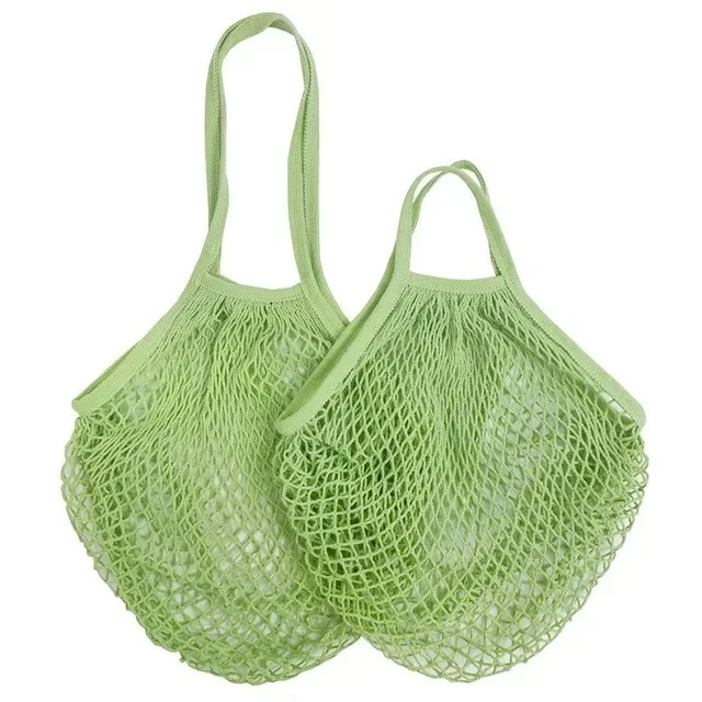 Shopping Bags Canvas Portable Mesh Net Bag Reusable Foldable Fruit Vegetable Storage Bag Handbag