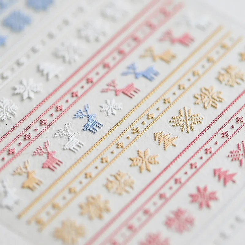 Japanese 5D Matte Relief Elegant Winter Sweater Pattern Engraved Self Adhesive Nail Sticker