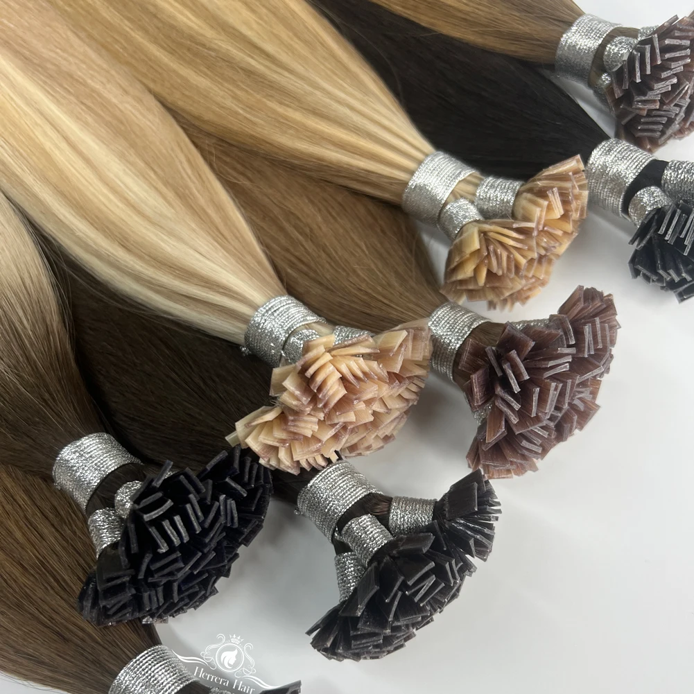 Luxury Prebonded Keratin Flat Tip Ktip Extensiones Cabello Humano Natural Russian Real Remy Virgin F K Tip Human Hair Extensions