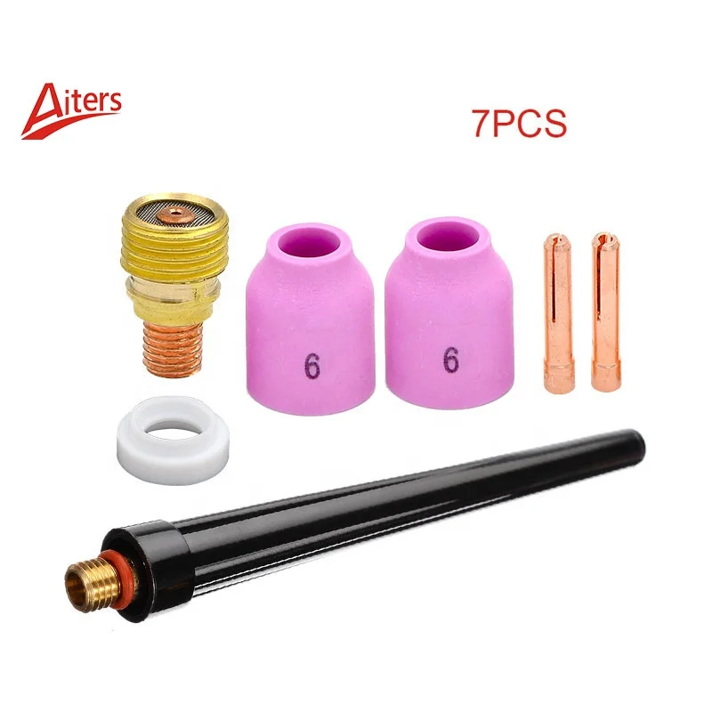 Sample Kit 7PCS for WP9/20/25 Small Gas Lens Collet Body TIG Torch Consumables Welding Collet Body Alumina Nozzle Cup Gasket