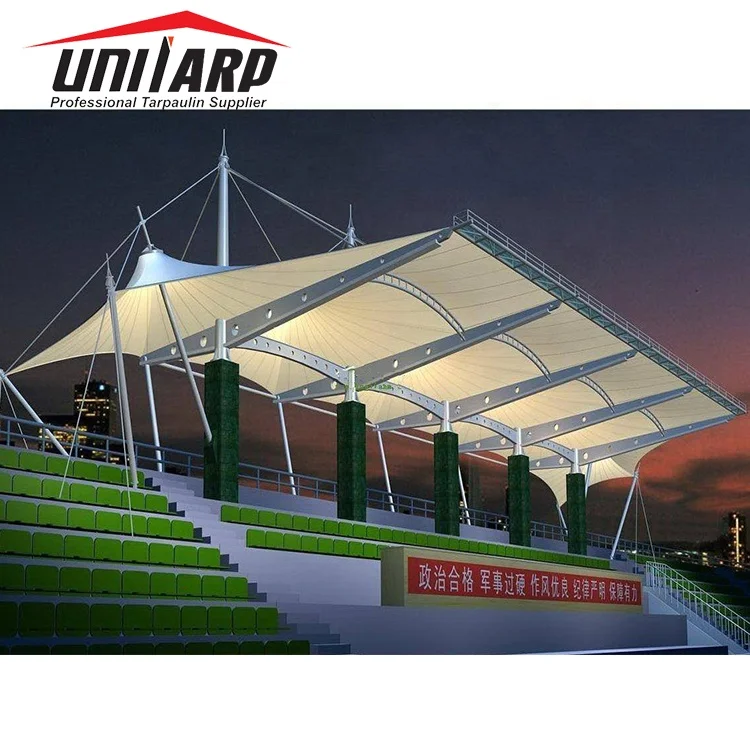 1050g 1250g 1000*1300D FR PVC PVDF/Acrylic Tensile Tent Membrane Structure Fabric, Tent PVC Tarpaulin Roof Structures