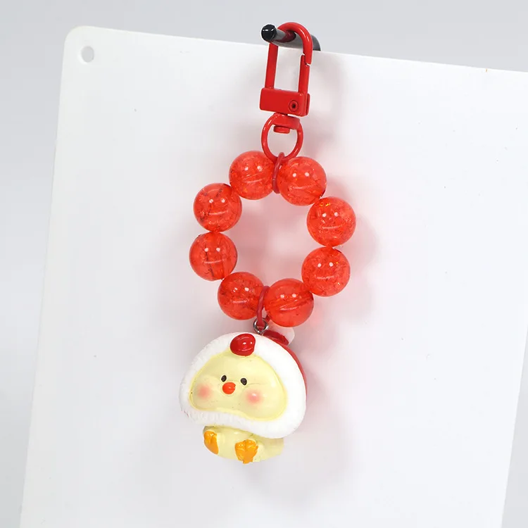 Diy Keychain Bear Pendant Key Chain Acrylic Beaded Pearl Keychains Phone Casing Chain Keychains Candy Bead Key Chain