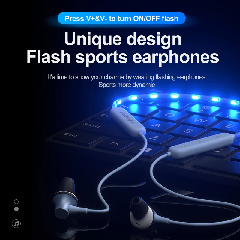 
Hot fashion neckband waterproof bluetooth earphone active noise cancelling bluetooth headset led light earphones for sports 