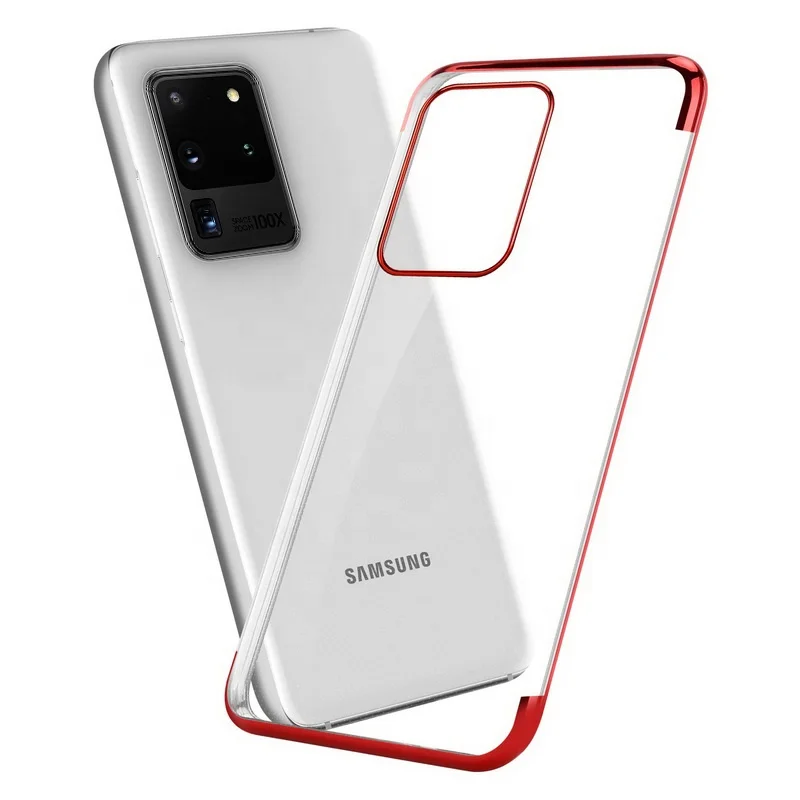 S20 Ultra Thin Soft Bumper Clear TPU Electroplating Case for Samsung Galaxy S20 Ultra 6.9 inch 2020