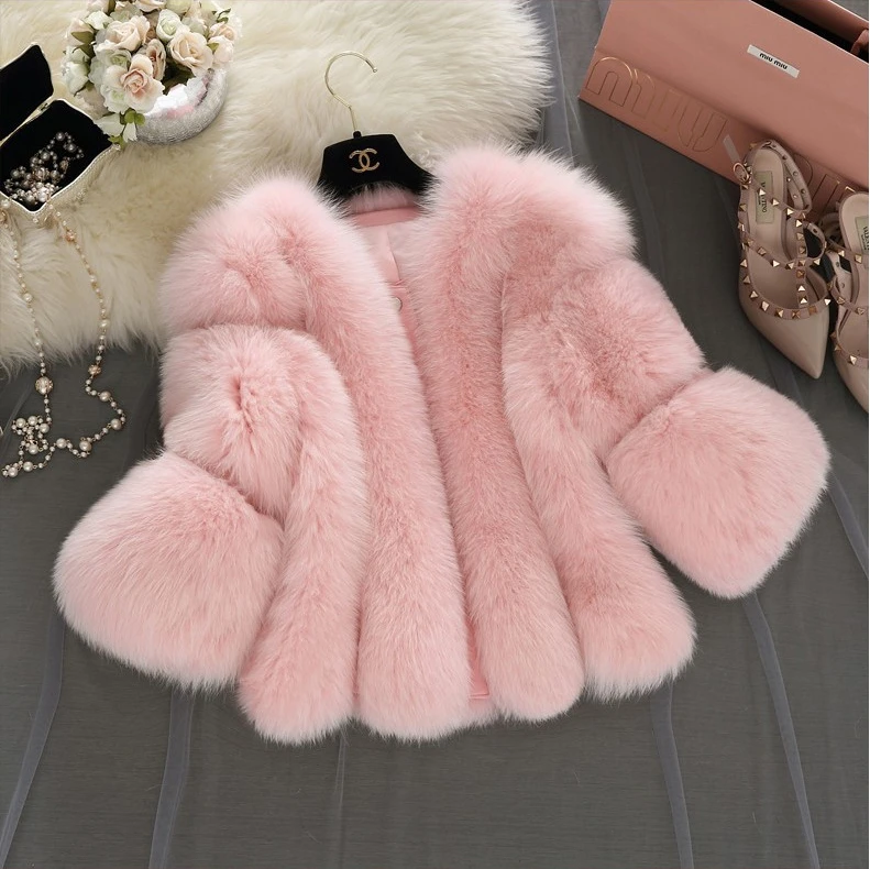 2021 Fall China Manufacturer Ladies Fashion Winter Warm Thicken Coat Faux Fur Jacket Women Fox Fur Coat With Leather And Pockets