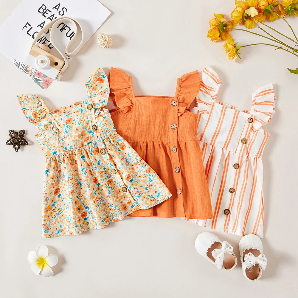 Summer Lovely Newborn Designer Clothes 1pc Lemon Fruit Checked Patterned Cotton Baby Girl Gingham plaid dress girl