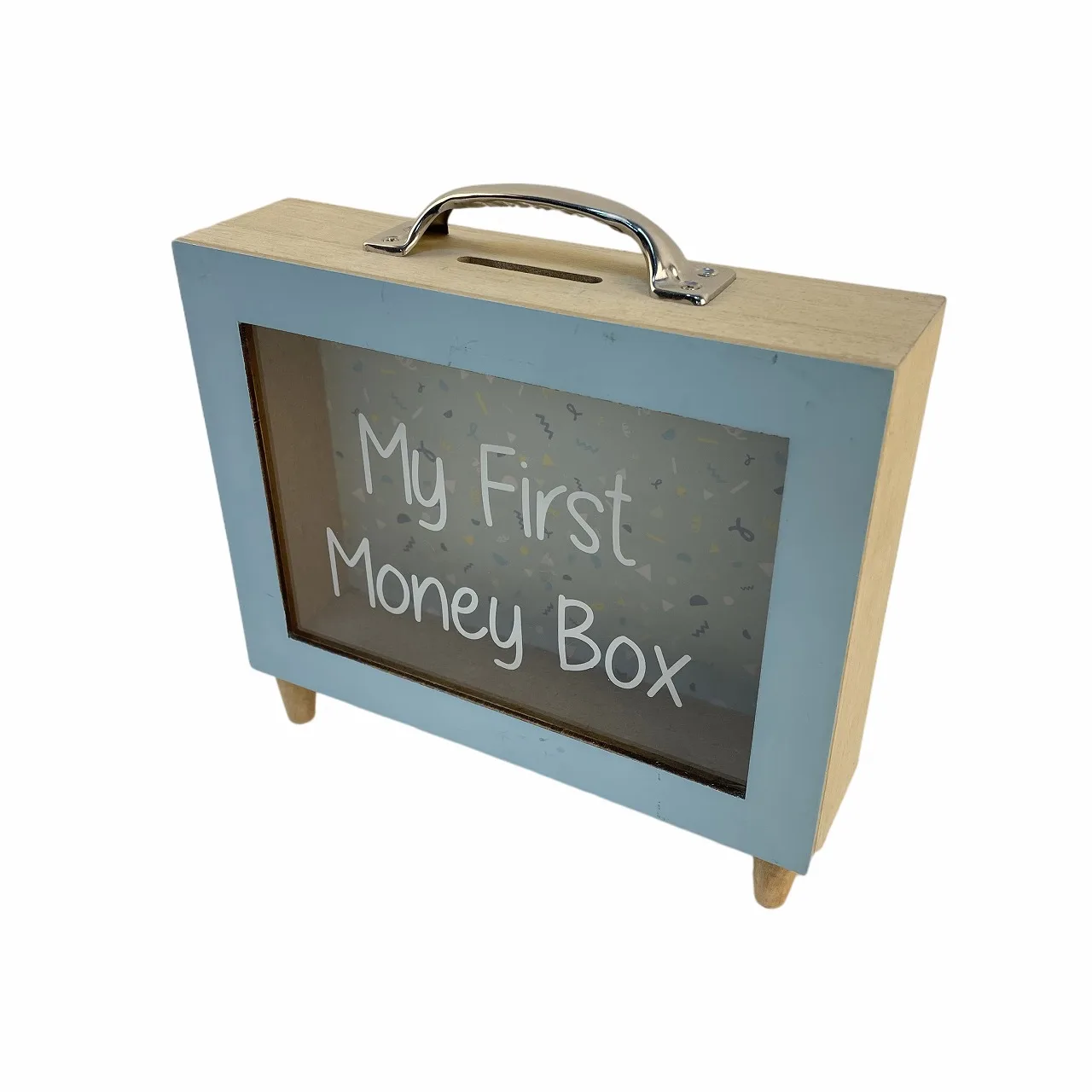 Wooden Transparent Money Can Coin Saving Box Piggy Bank Storage