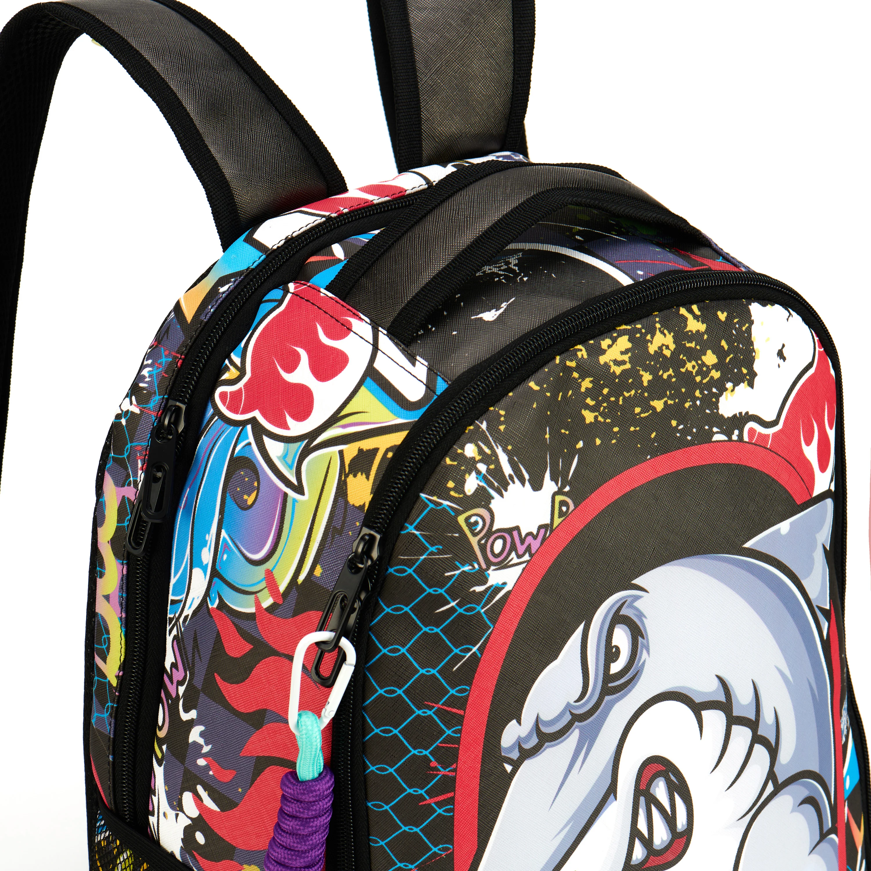 FSY Street Fashion Print Student Backpack for High School Trendy Cartoon Anime Design for Boys and Girls lightweight