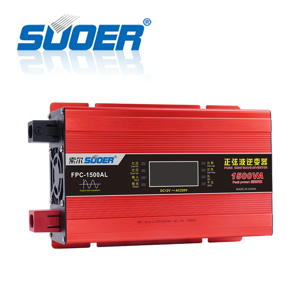 Suoer inverter charger 12 v to 220 v pure sine wave 1500w off-grid inverter for home appliance