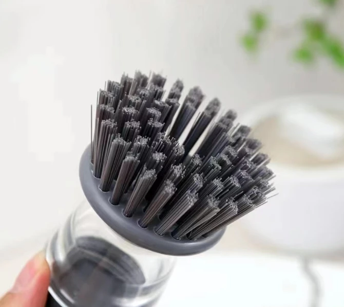 Custom logo Hot Sold Automatic Liquid Dispenser Nylon Kitchen Soap Dispenser Brush Dish Cleaning Brush with Palm Sponge