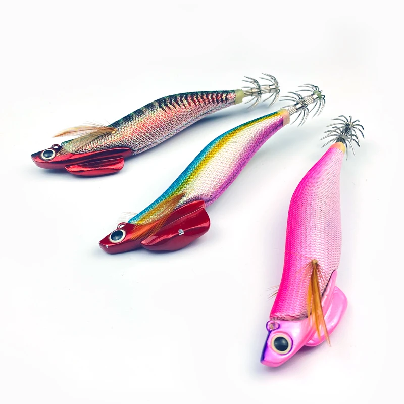 Factory Price Yo-zuri Mold Squid Hook Jig Fishing Wooden Shrimp Lure EGI Squid Jig Lure