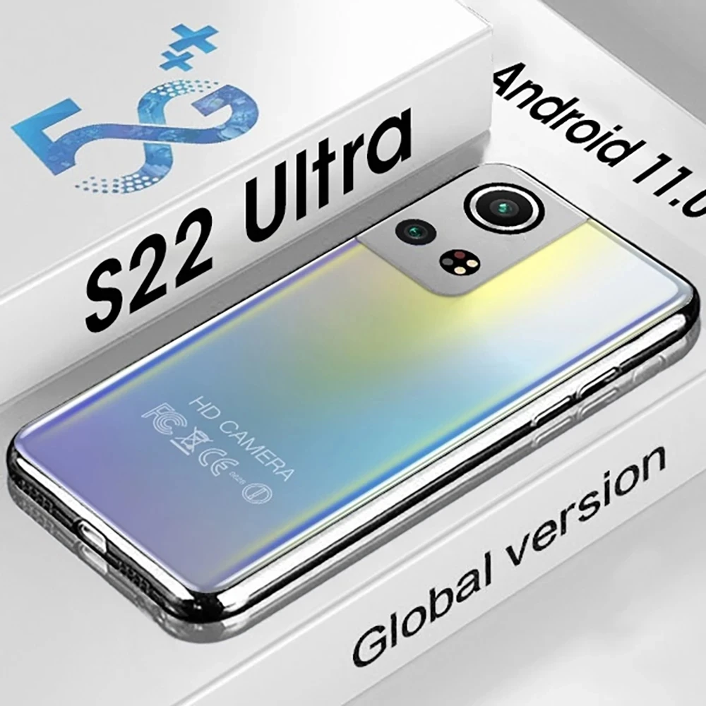 2022 чехлов мобильных телефонов Galaxy S22 ультра 5G смартфон 6,7 дюймов полный экран 16 + 512GB Android мобильных телефонов с уход за кожей лица, идентификатор сотового телефона
