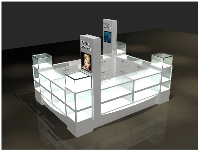Luxury MDF glass jewelry display showcase/cabinet for jewelry shop interior design